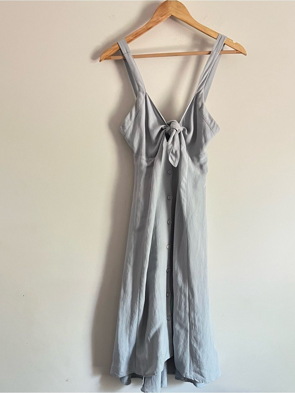 ASTR The Label Linen Tie Front Midi Blue Dress Size Small Formal wedding guest - Picture 3 of 12